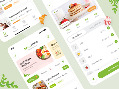 Easy Food - Mobile App app branding cooking dashboard delivery design eating food food app foodie foodrecipes illustration logo mobile order recipes toglas ui ux