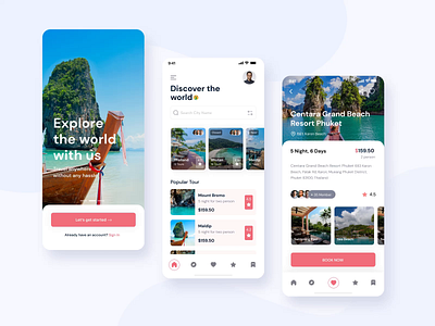 Travel App Exploration🏕️ animation app landing page app ui app ui design clean mobile app ui motion graphics tour travel app turism uiux uiux design uparrowxyz user interface design