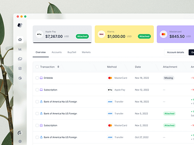 Transaction dashboard - Friendly UI kit apple pay friendly mastercard panel sidebar stat table transaction ui kit