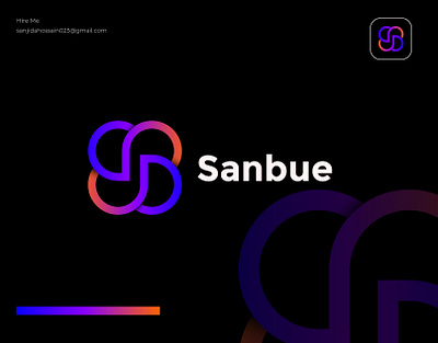 sanbue - logo design app application branding creative logo dating gradient icon letter logo logo design logo designer mark modern logo design monogram s vacation vector visual identity