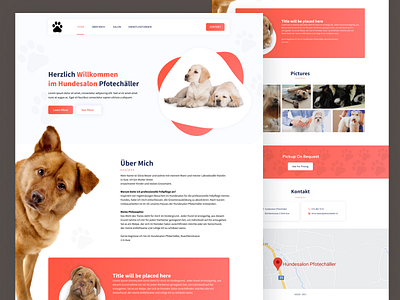 Pet salon website design cle clean design dog care dog grooming dog website ecomerce home page landing page nice pet landing page pet website ui uiux design userinterface ux web design web page web ui website design