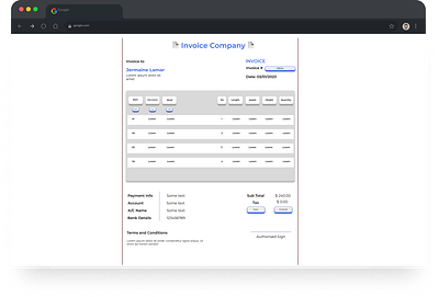 Invoice Design for webpage design figma invoice ui