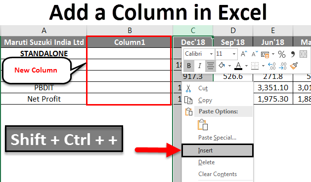 Add A Column In Excel How To Add And Modify A Column In Excel