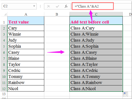 How To Add Text To The Beginning Or End Of All Cells In Excel