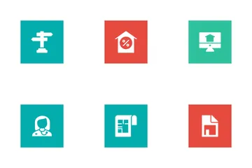 Real Estate Glyphs Square Icon Pack