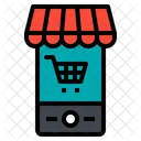 Shopping En Ligne Smartphone Cart Shopping En Ligne Icône