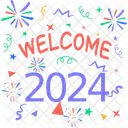 Celebracion De Ano Nuevo Bienvenido 2024 Ano Nuevo Icono