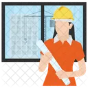 Female Architect Civil Engineer Construction Management Icon