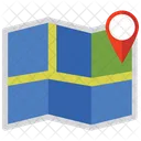 Flat Map With Pins Map Pin Icon