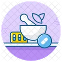 Traditional Medicine Mortar And Pestle Herbal Medication Icon