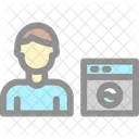 Man Doing Laundry  Icon