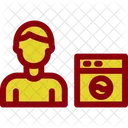 Man Doing Laundry Appliance Dryer Icon