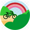 Cycling Mountain Scene Icon