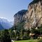 European mountain town Lauterbrunnen Switzerland