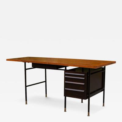 Edward Wormley Important Edward Wormley For Dunbar Drop Leaf Desk in Tawi Walnut Steel 1950s