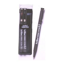 Artline Drawing Pen 1/2/3 Wallet of 3 Nib Sizes