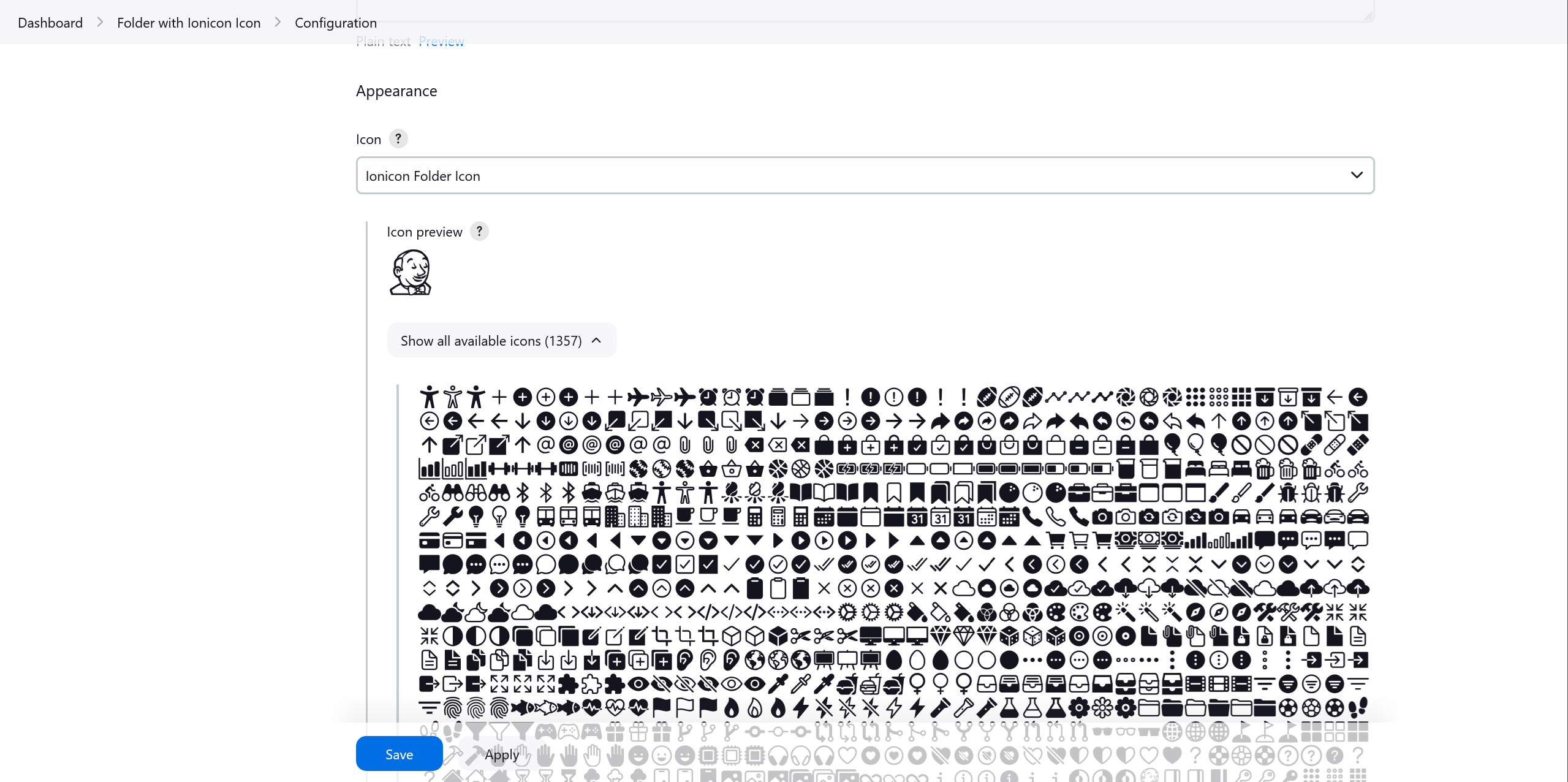 ionicon folder icon configuration