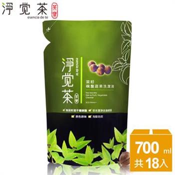 18入省錢組【茶寶 淨覺茶】 茶籽碗盤蔬果洗潔液補充包700ml_18入/箱購