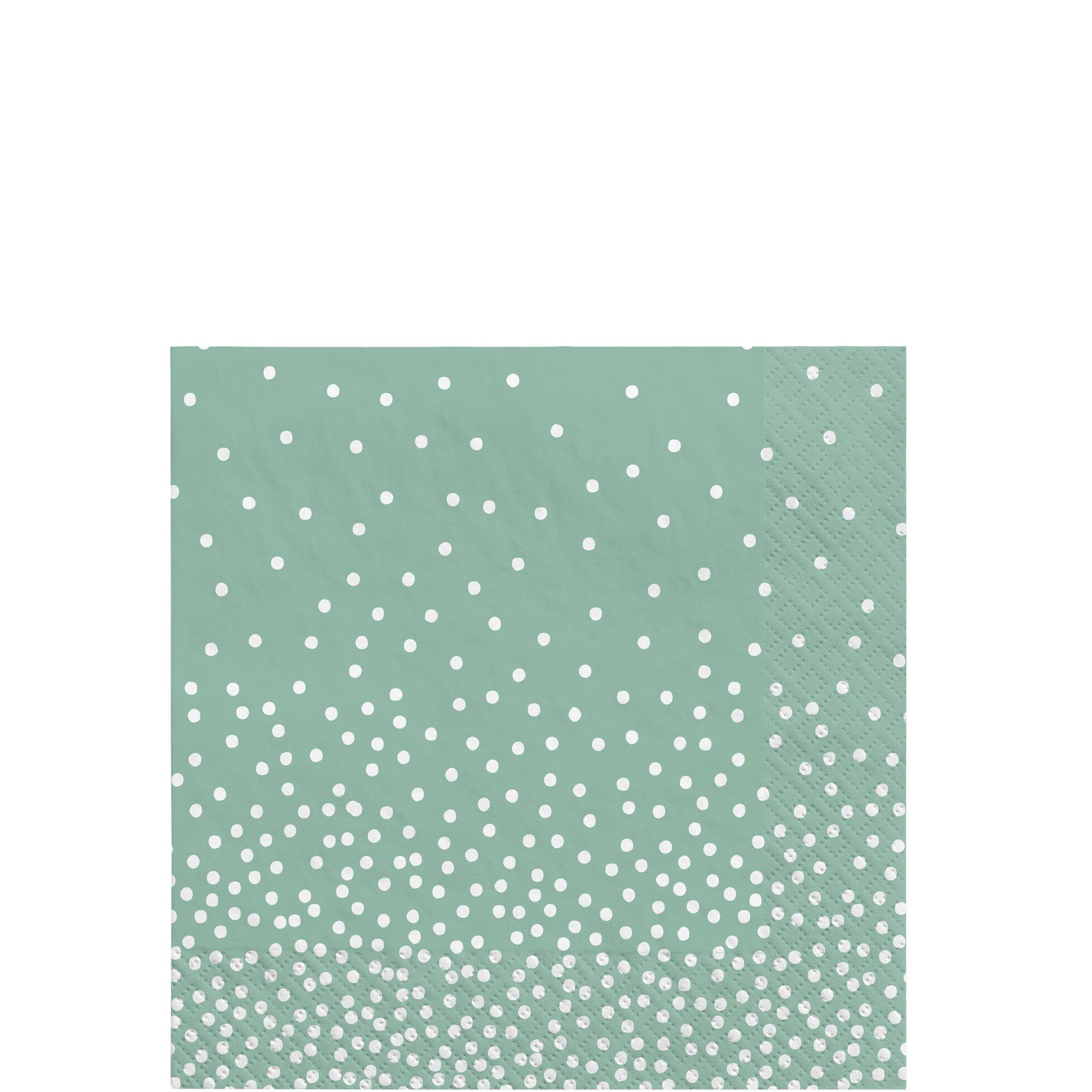 Mint Green Polka Dot Beverage Napkins, 5in, 20ct