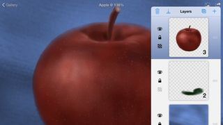 drawing of an apple on Brushes Redux drawing app for iPad