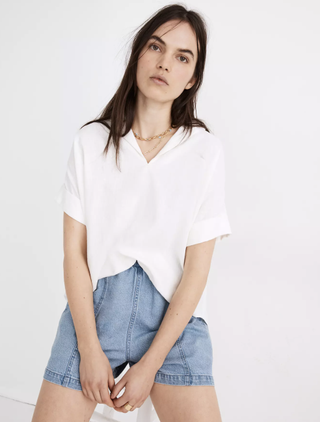 Madewell + Linen-Blend Hayden Popover Top