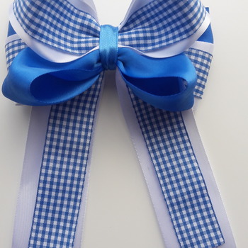 Handmade hair ribbon gingham bow for girls alligator clip hair accessories