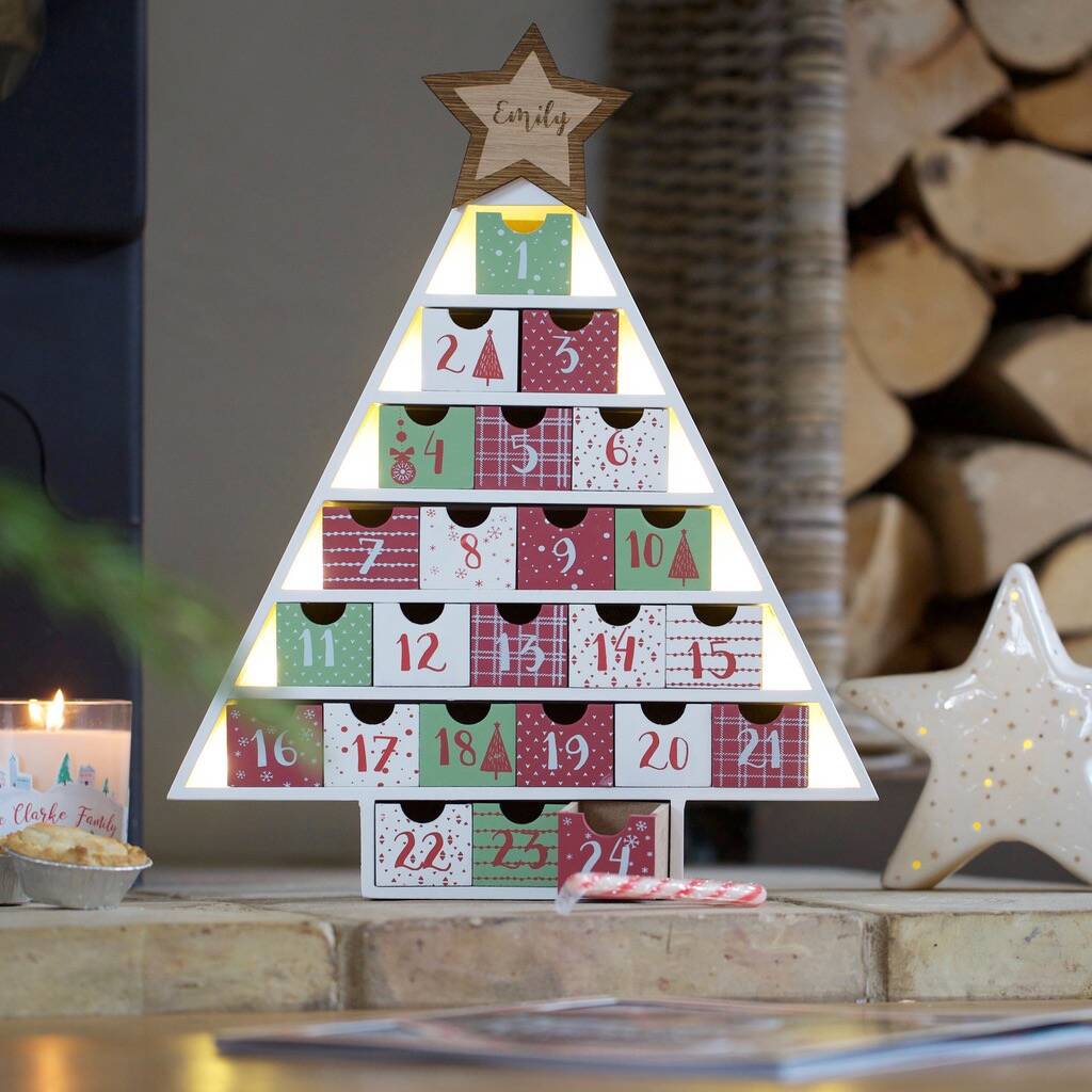 Personalised Festive Wooden Advent Calendar Tree By Lisa Angel ...