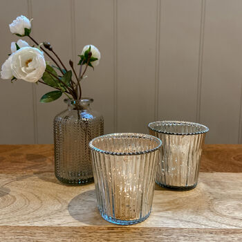 Silver Glass Tea Light Holders, 3 of 6