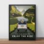 Enjoy The Ride Mountain Bike Art Print Vw Campervan, thumbnail 1 of 4