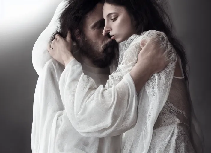 jesus hugging a woman, spirit hugs, in style of paolo | Stable ...