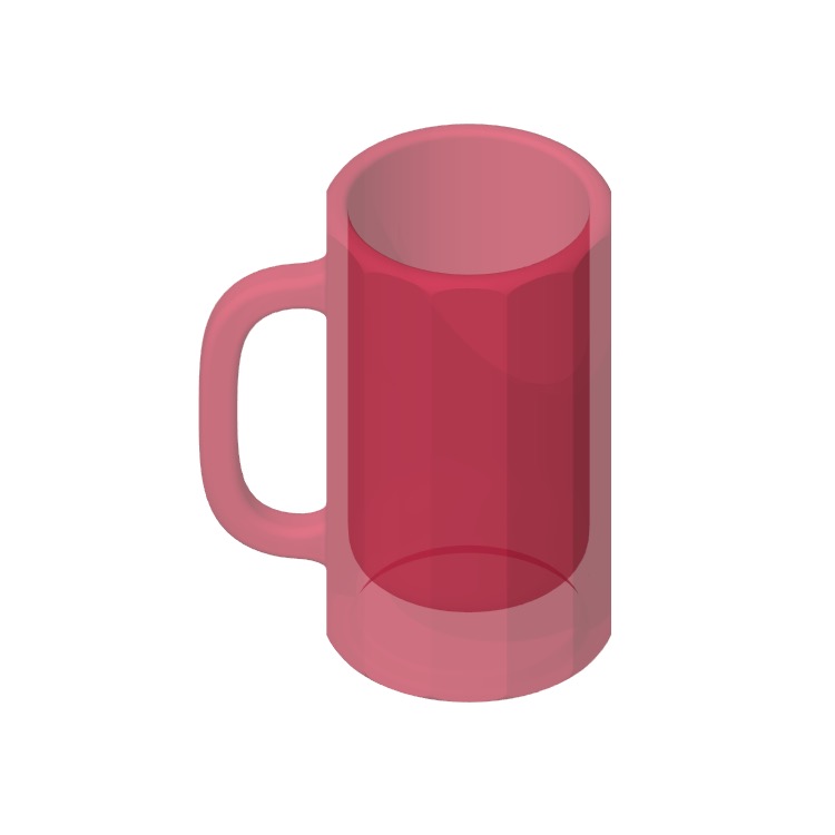 Perspective view of a 3D model of the Beer Mug (16 oz)