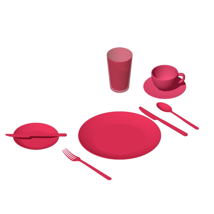 View of the Breakfast Table Setting in 3D available for download