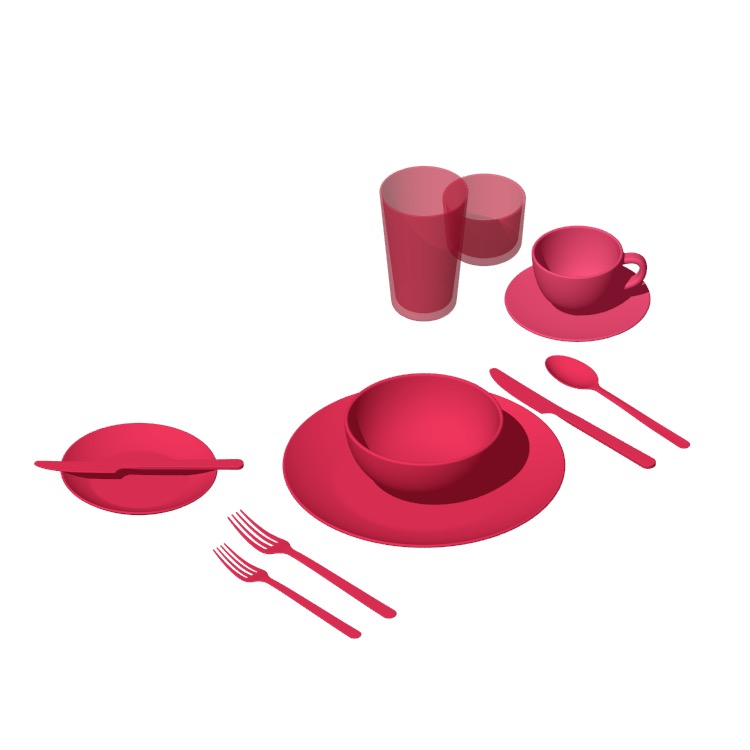 Perspective view of a 3D model of the Buffet Table Setting