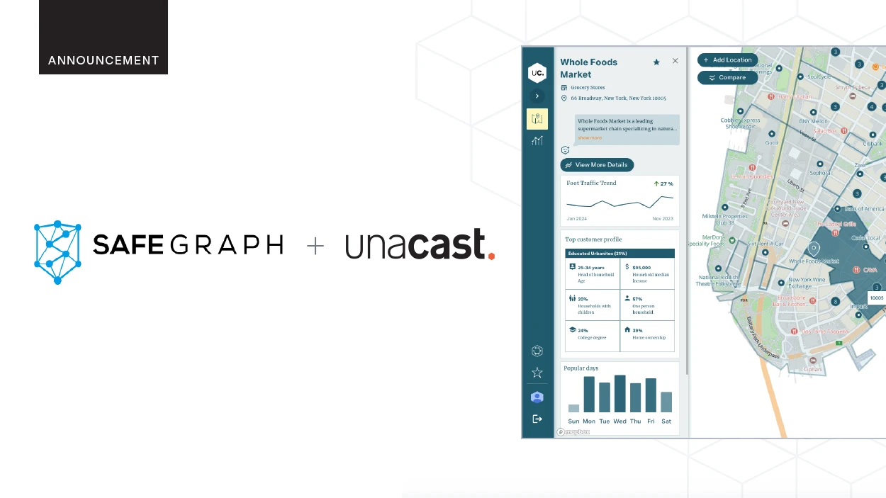 Unacast Announces Strategic Partnership with SafeGraph to Bring Enhancements to the Unacast Insights Platform