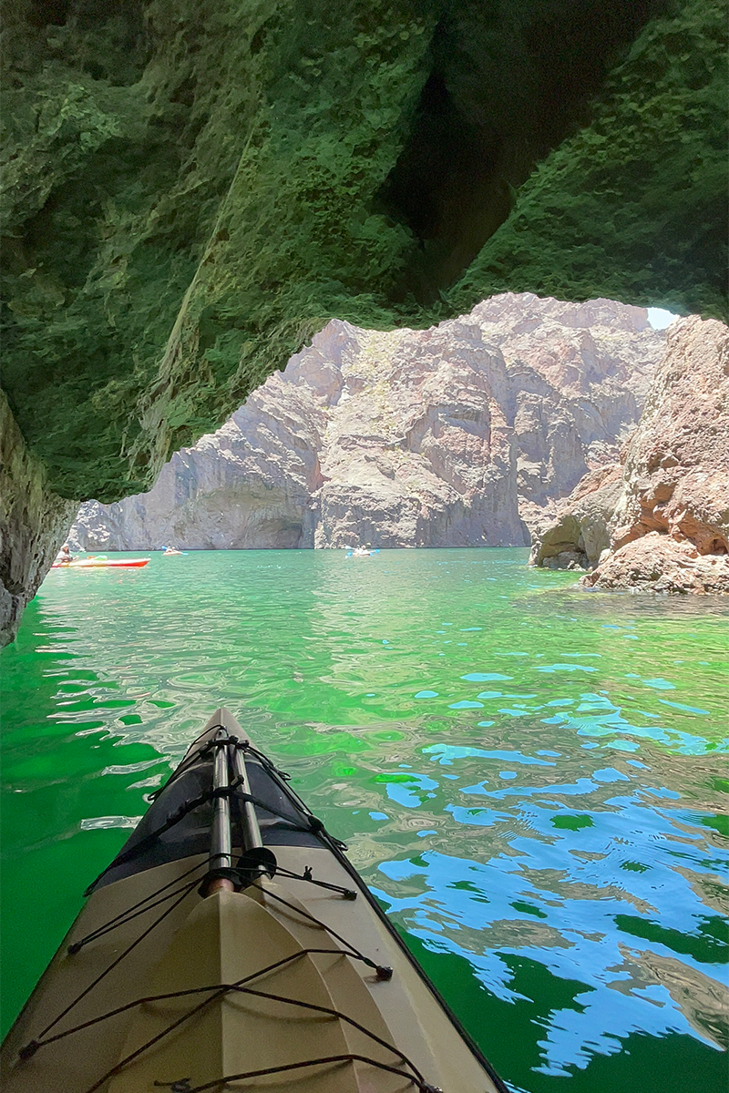 kayak in emerald cove colorado river 