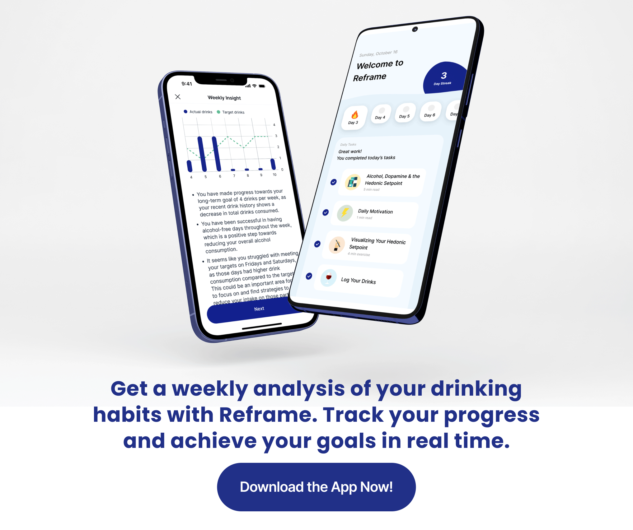 Call to action for signing up reframe app