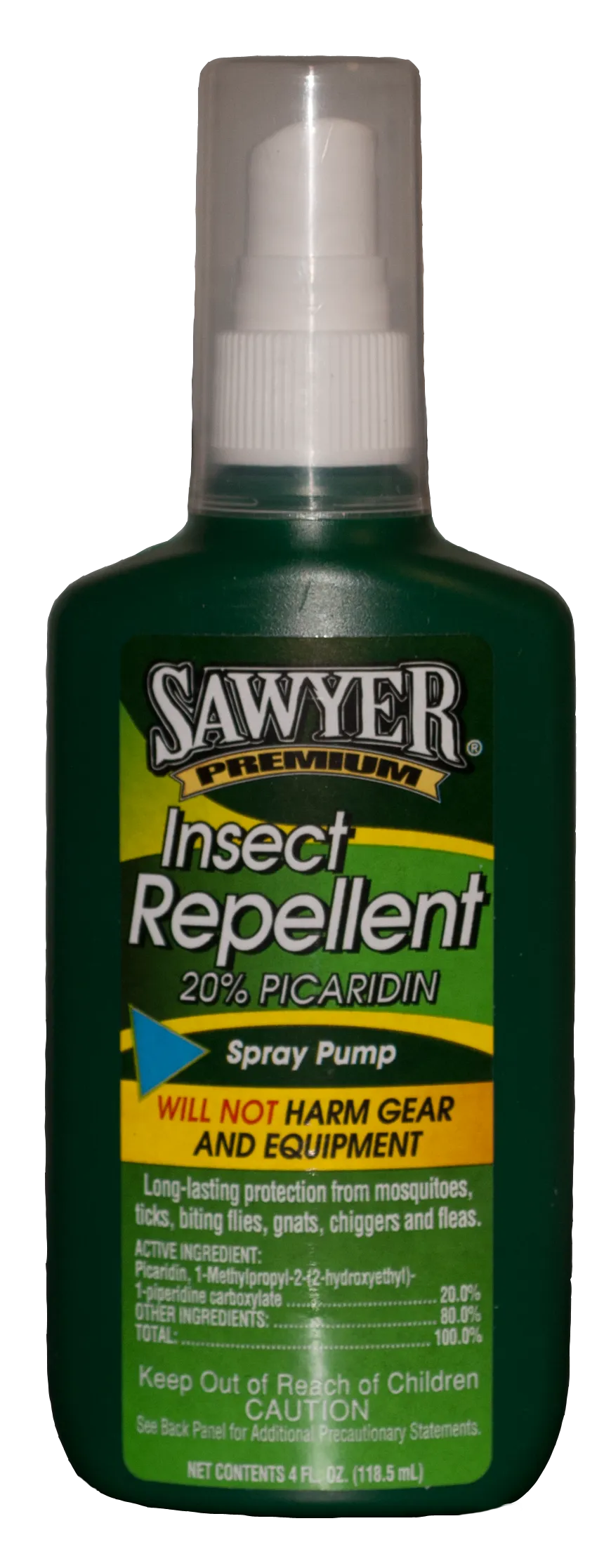 Green insect repellent bottle