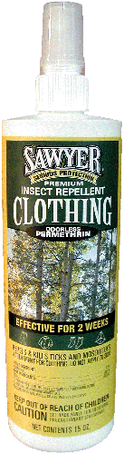 Bottle of insect repellent for clothing