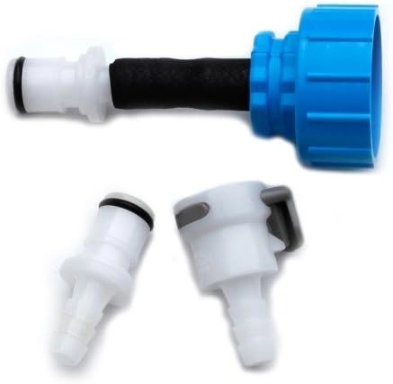 Three fast fill adapters of different sizes