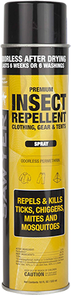 A can of Sawyer Permethrin aerosol spray insect repellent spray