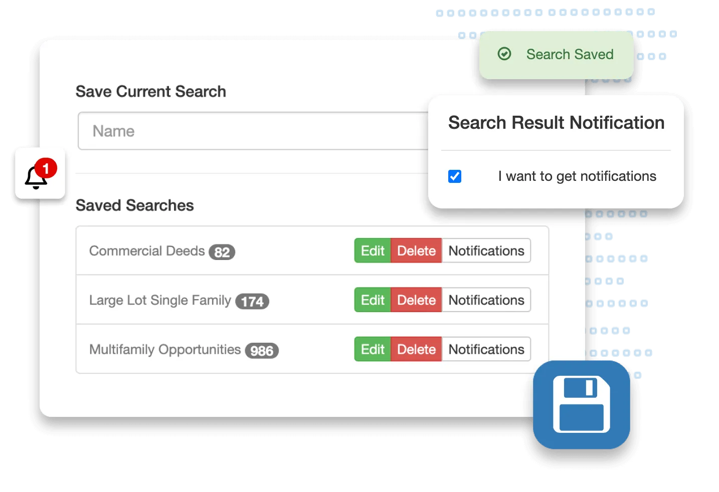 Tax Sale Resources - Research save and notify feature