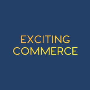 Logo of Exciting Commerce on a muted dark blue background