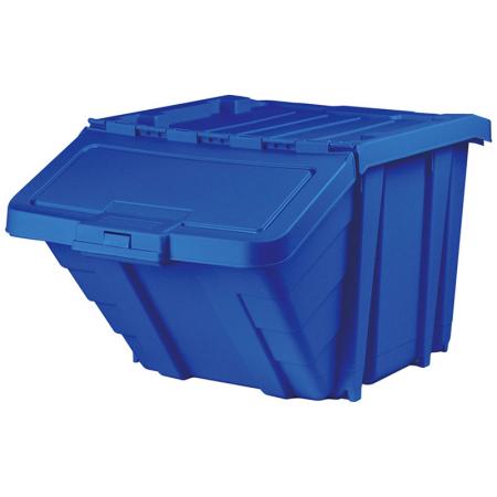 50L Contenedor de la Serie Clásica Apilable y Anidable para Piezas y Almacenamiento de Reciclaje - el contenedor con tapa resistente es ideal para el reciclaje, la basura o el almacenamiento de piezas y herramientas grandes.