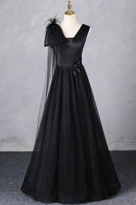 Vneck Elegant Long Black...