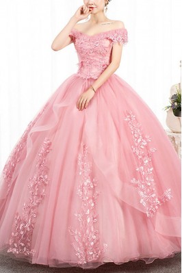 Princess Off Shoulder Pink...