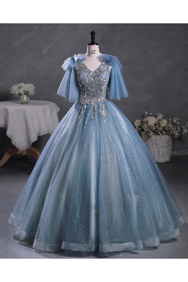 Blue Bling Tulle Ballgown...