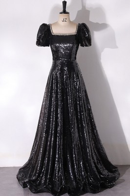 Long Black Sparkly Sequined...