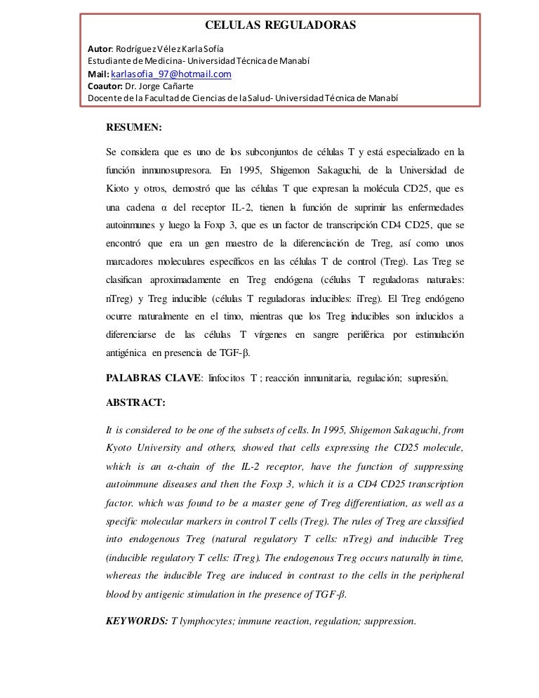 Articulo cientifico de inmunologia Carrera de Medicina Universidad Te…