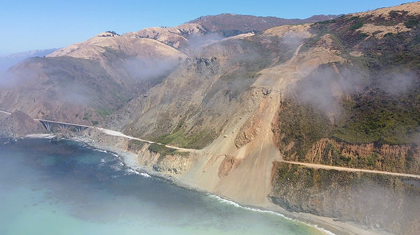 Image: Aerial view of Regent's Slide on Highway 1, August 7, 2024.