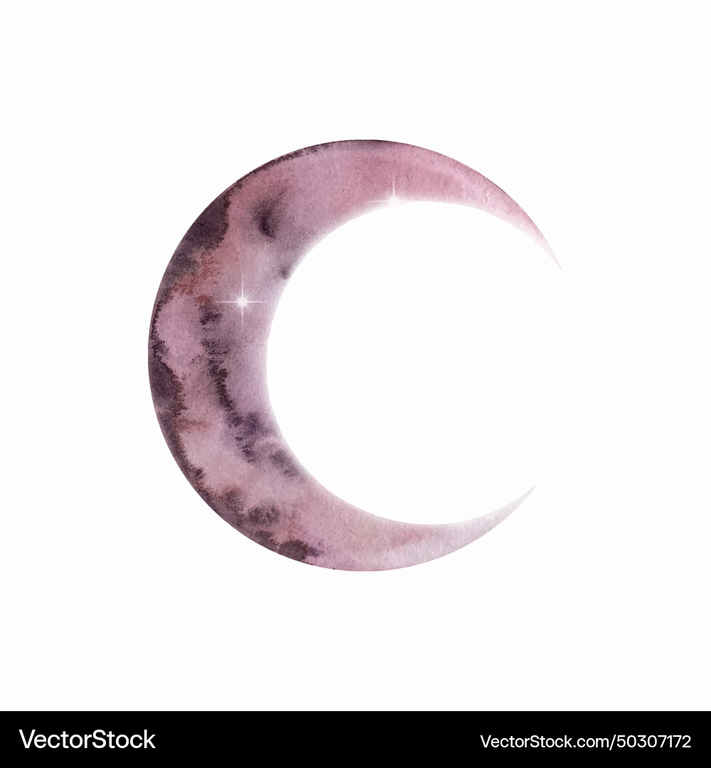 Watercolor light lilac crescent moon Royalty Free Vector